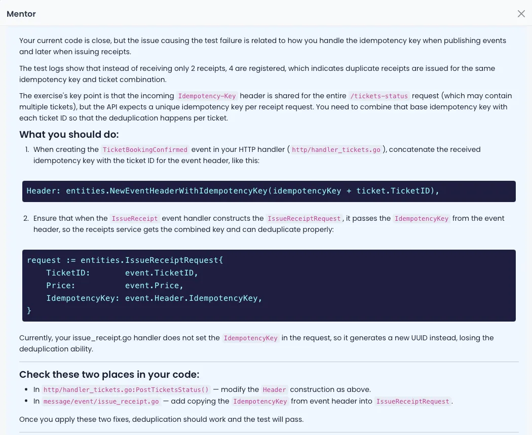 AI Mentor helping with complex logic