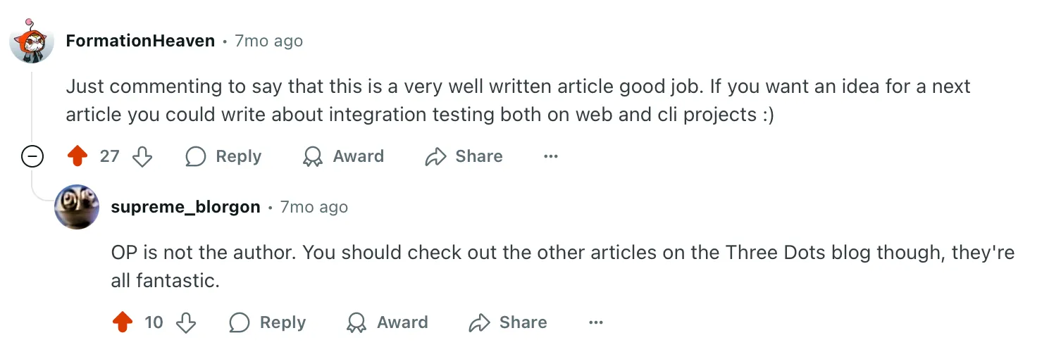Reddit discussion thread about Go with DDD ebook